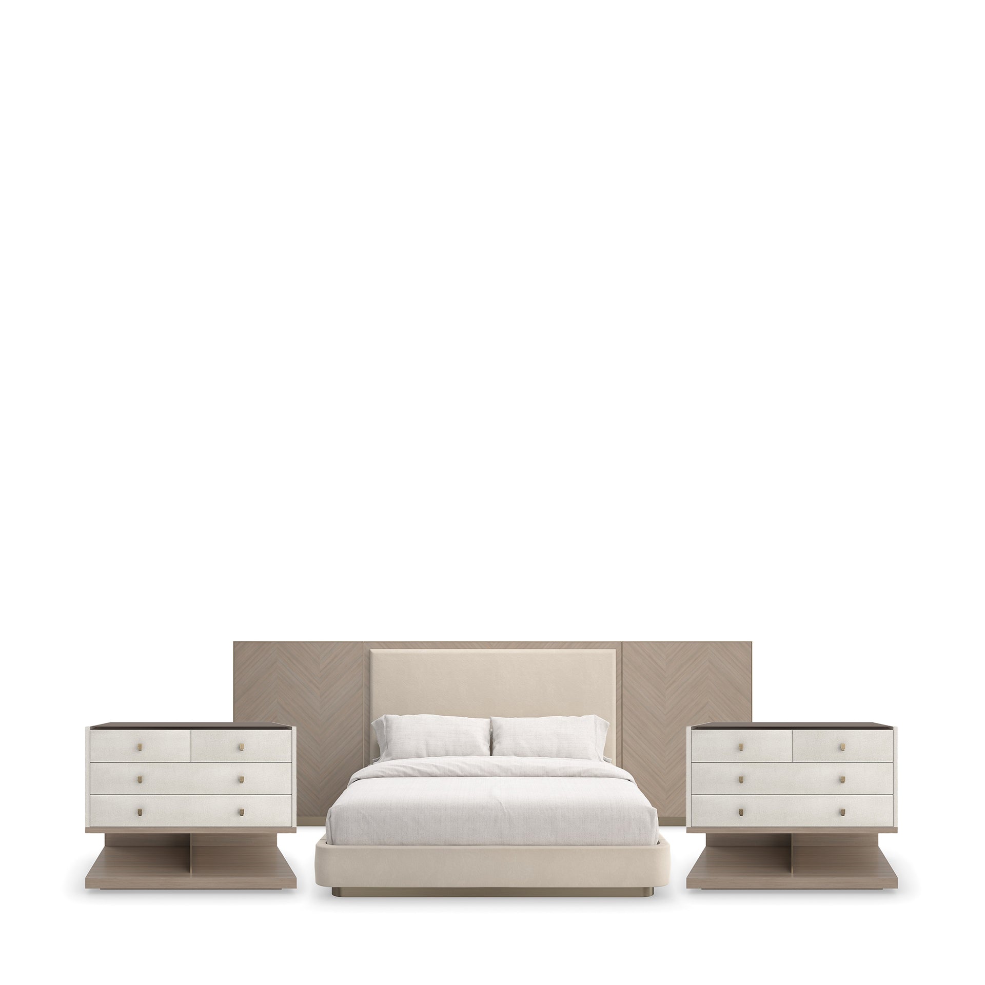 ANTHOLOGY KING BED W/WINGS AND NIGHSTANDS