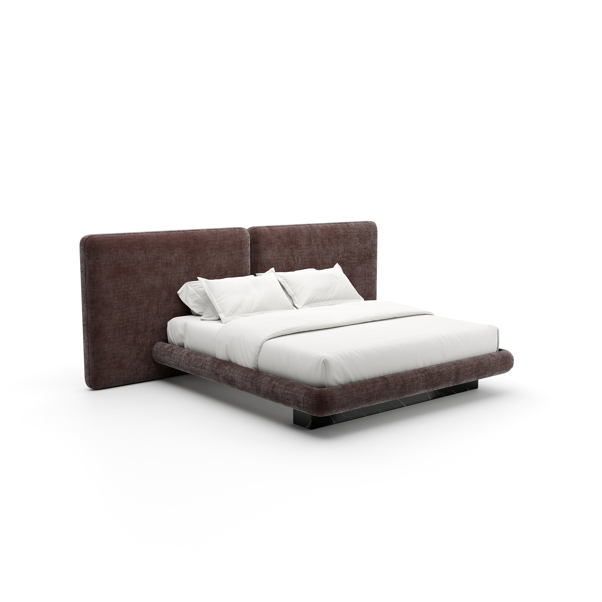 OVERLAP UPHOLSTERED 2 PANEL KING BED DARK TAUPE