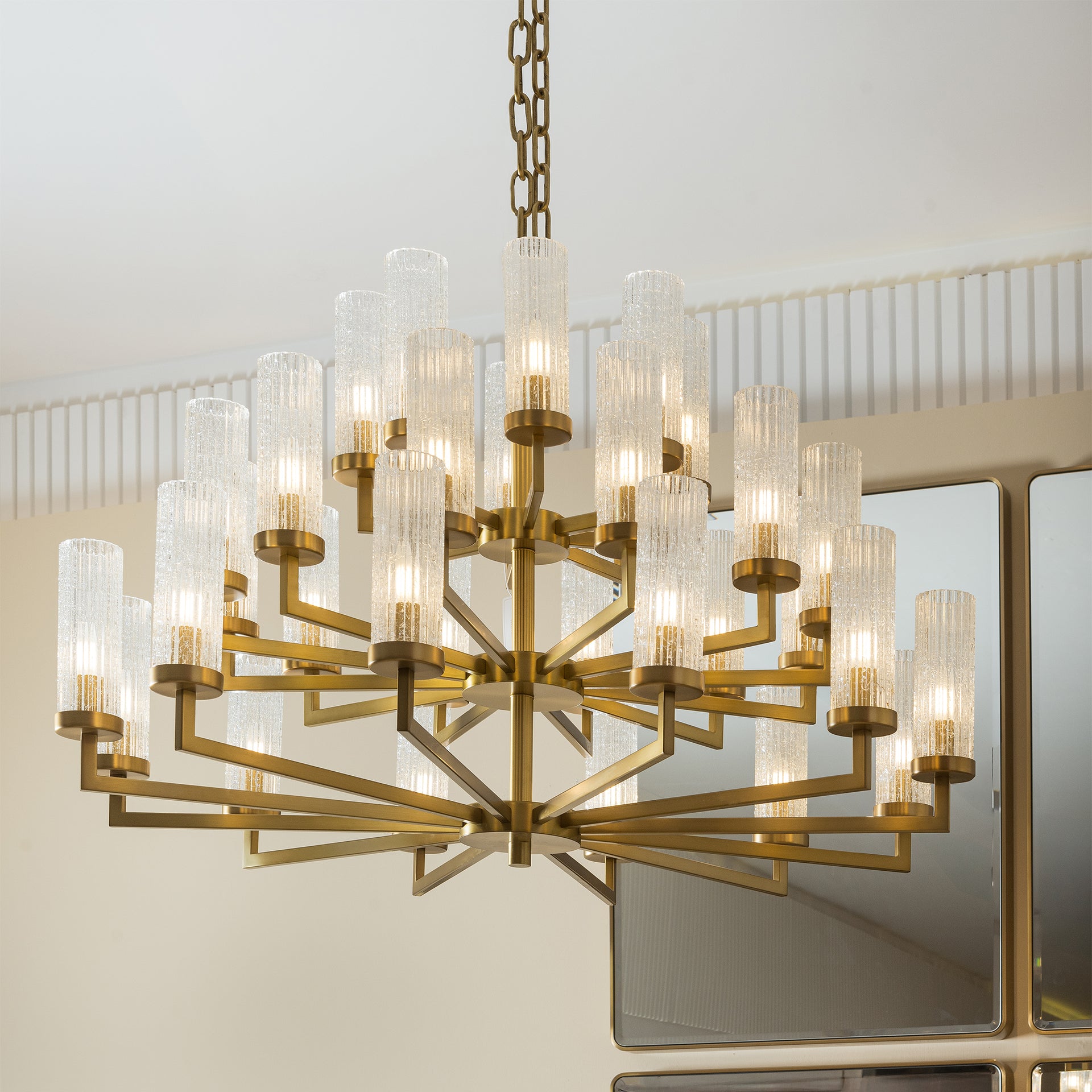 VOLKER LARGE ANTIQUE BRASS CHANDELIER