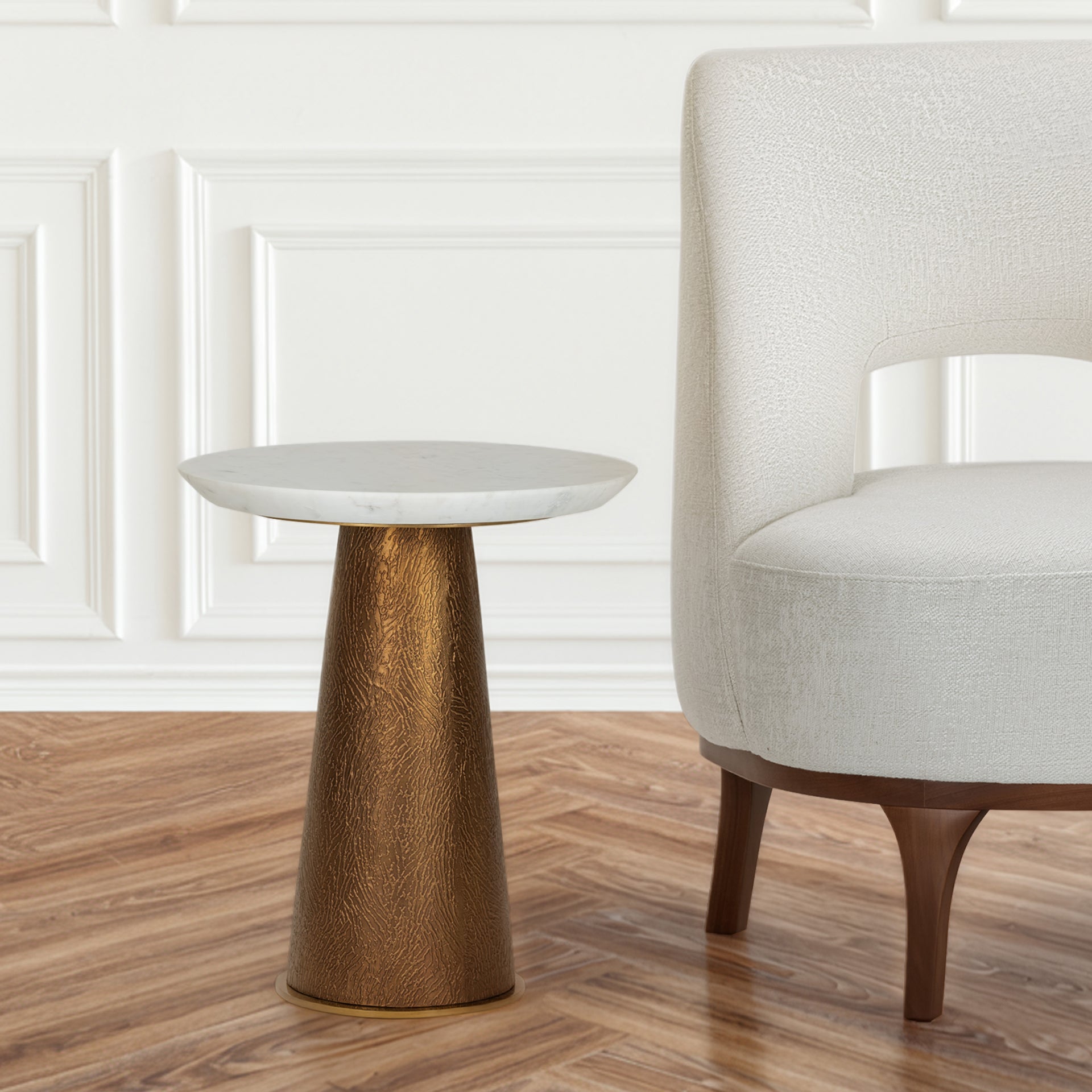 ZAIN BURNISHED BRASS TALL END TABLE