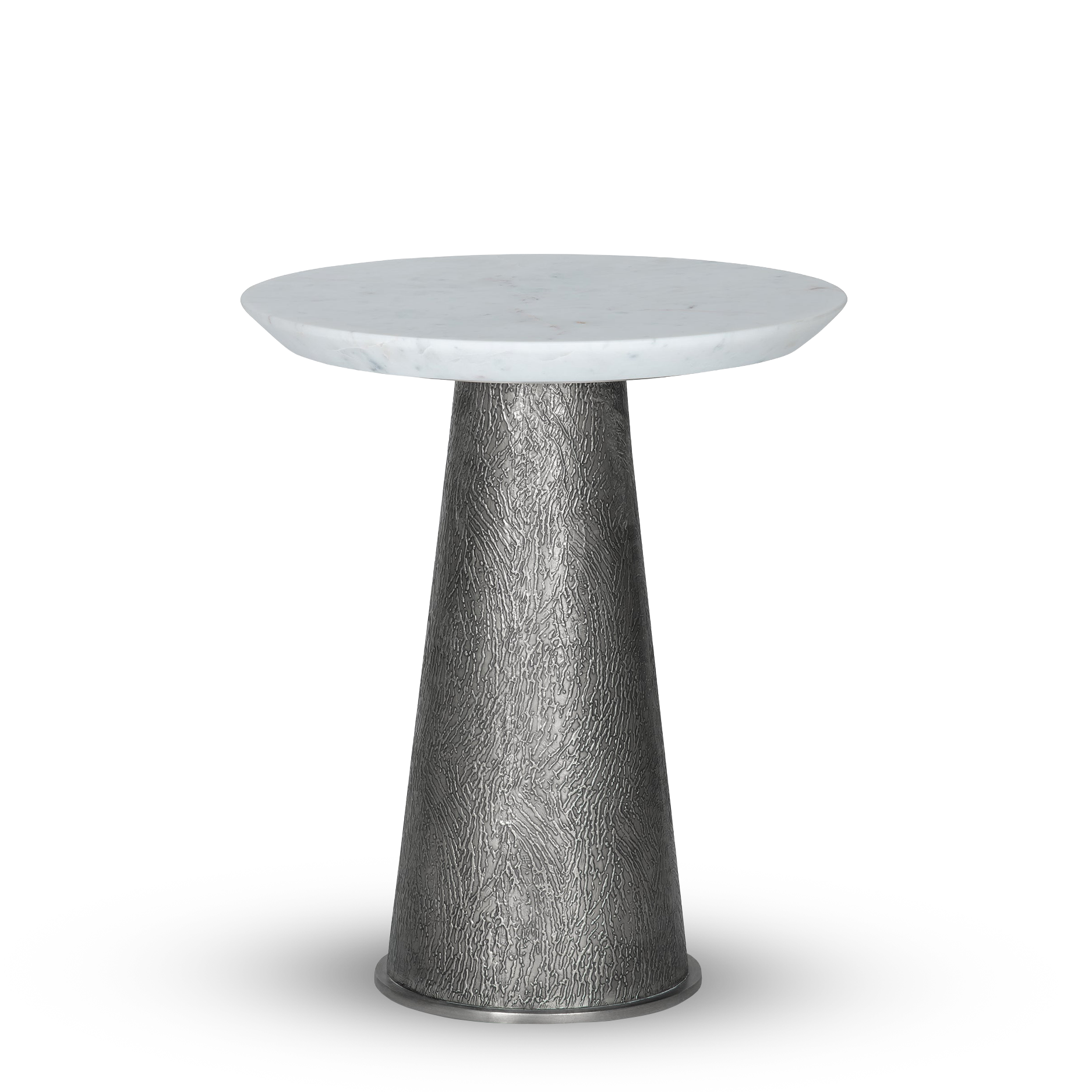 ZAIN BURNISHED SILVER TALL END TABLE