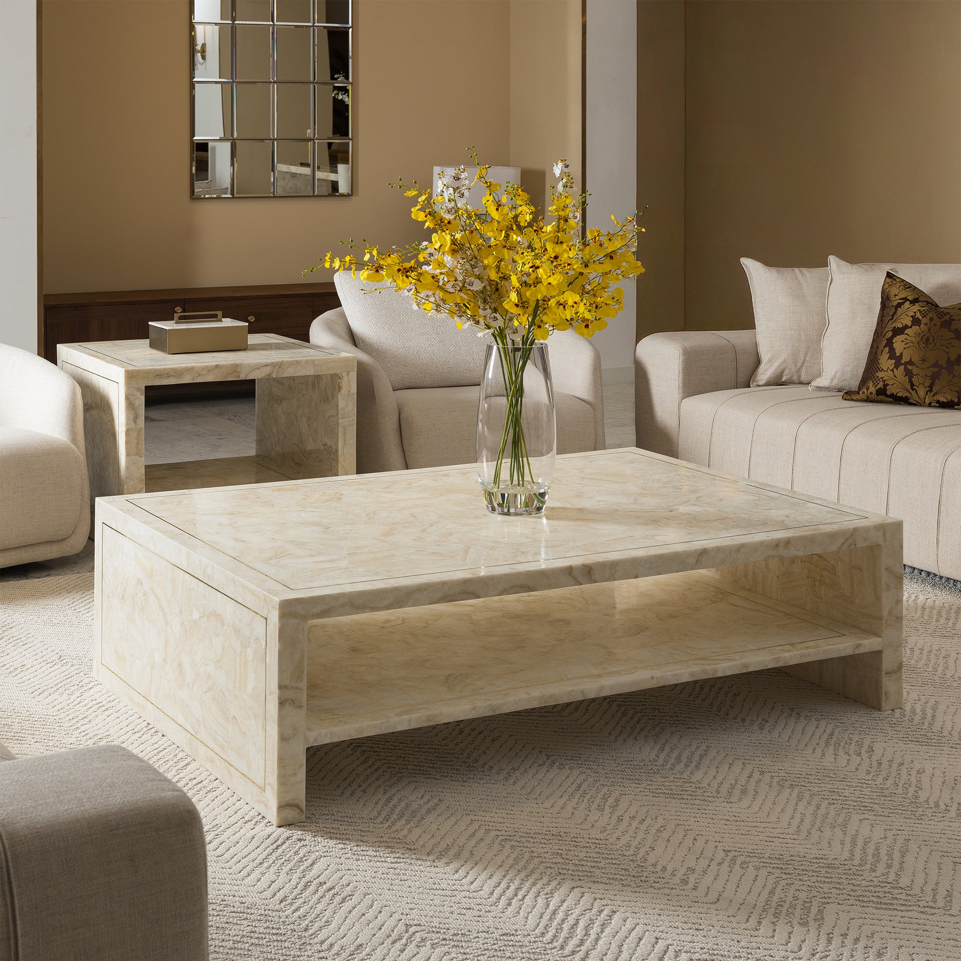 CLARA CRYSTAL STONE COFFEE TABLE