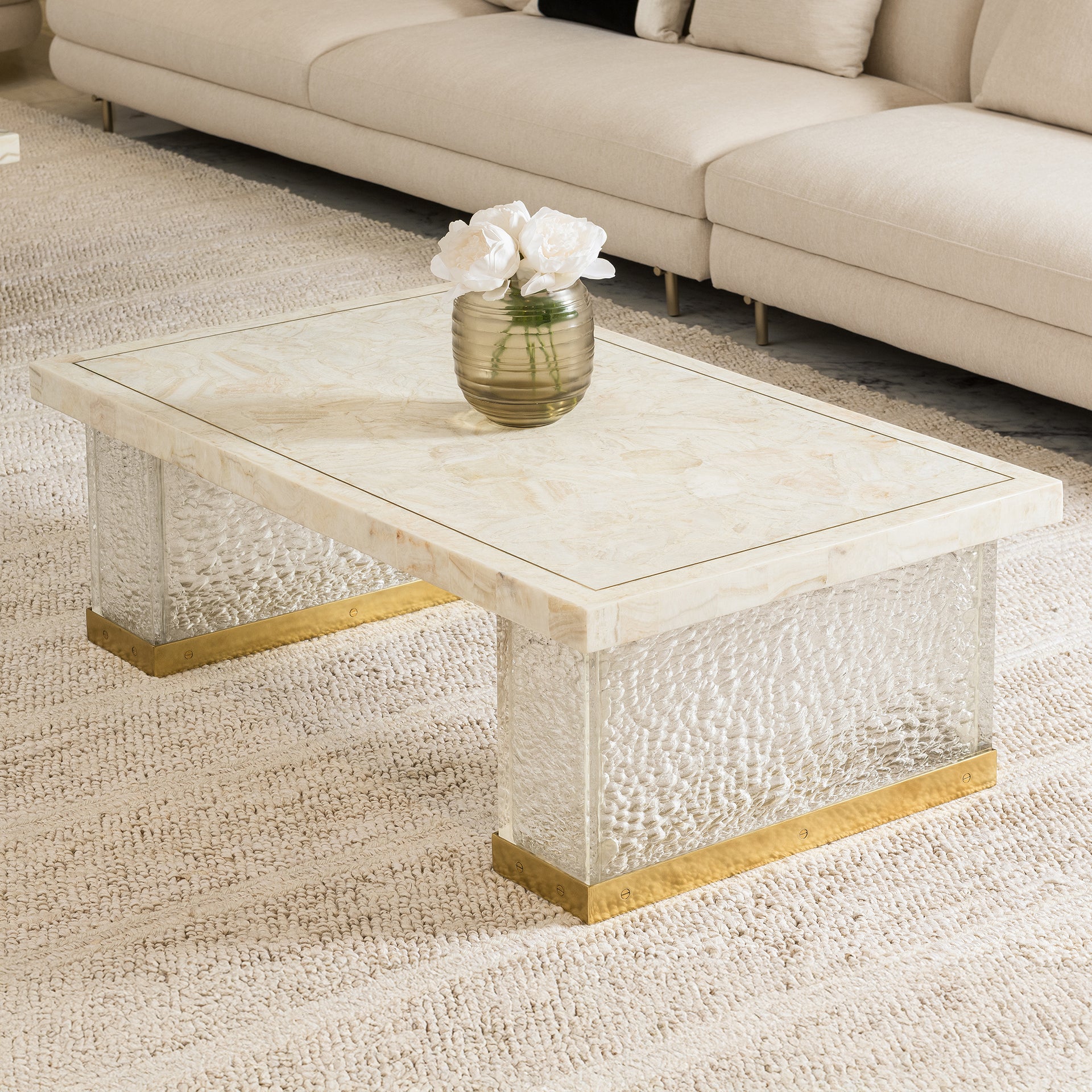 REGINA CRYSTAL STONE COFFEE TABLE