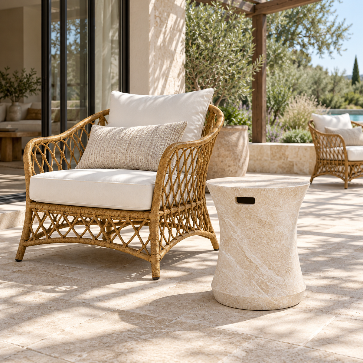 PALMA LIGHT TRAVERTINE STOOL
