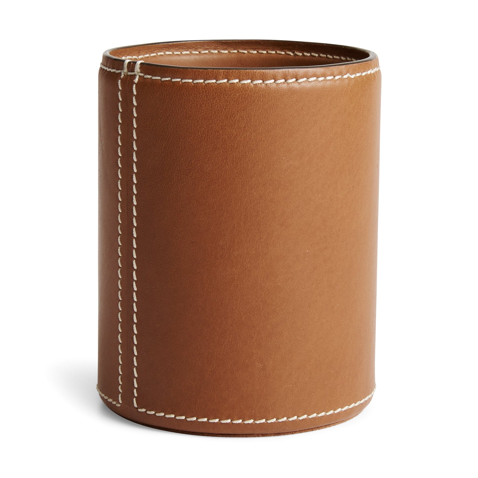BRENNAN PENCIL HOLDER IN LEATHER - SADDLE
