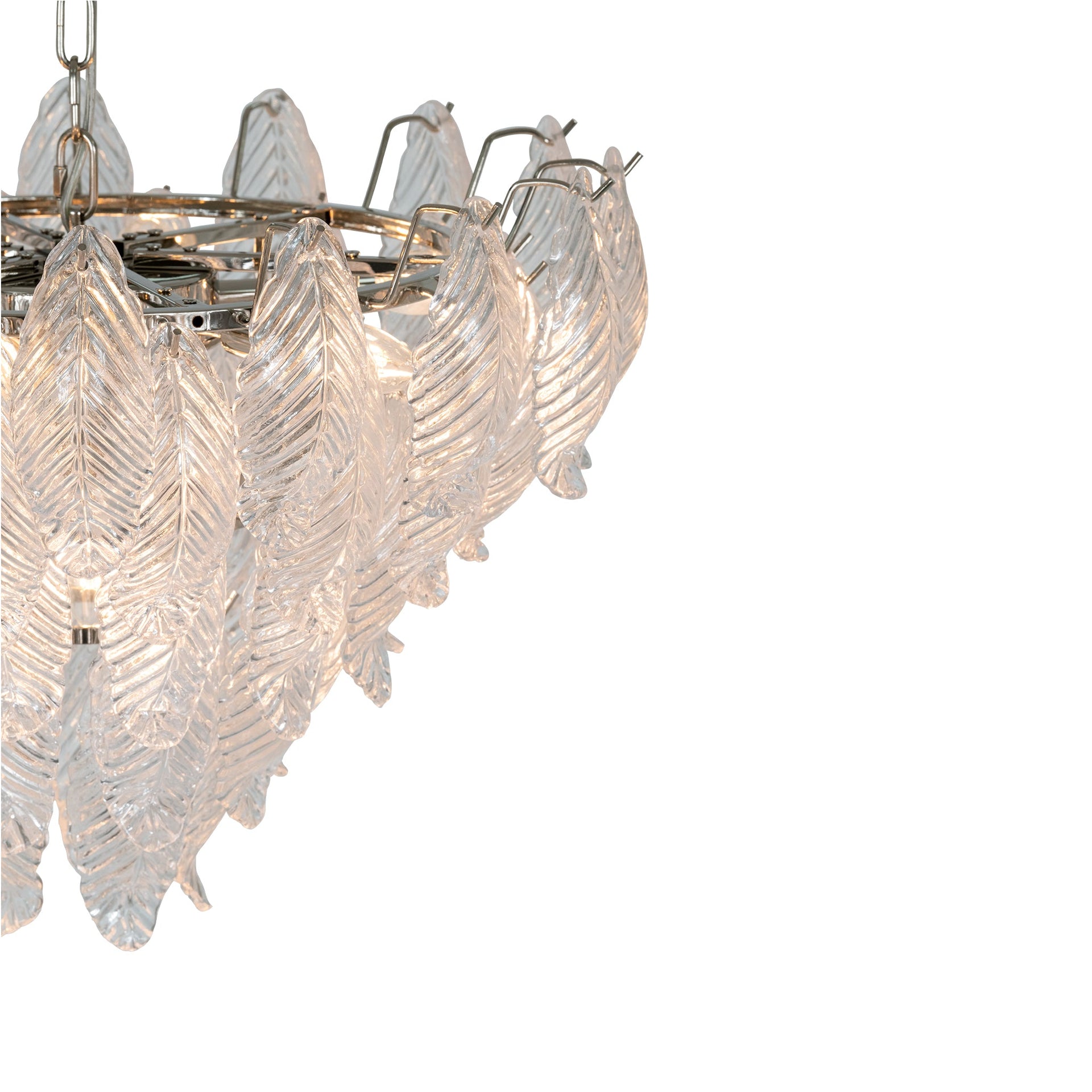 ARIA GLASS LEAVES MEDIUM NICKEL CHANDELIER