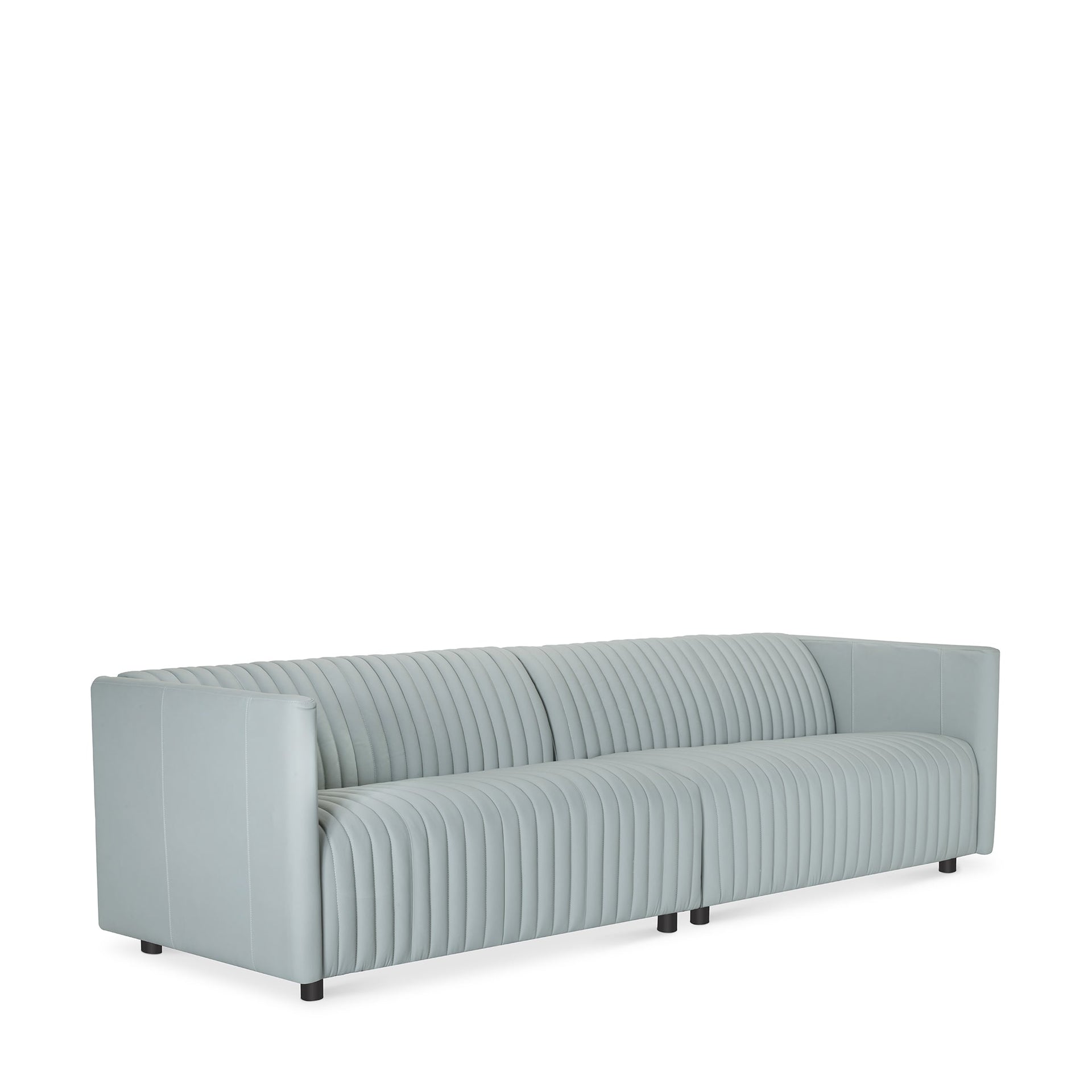 GISELLE GREY LEATHER 3-SEATER SOFA