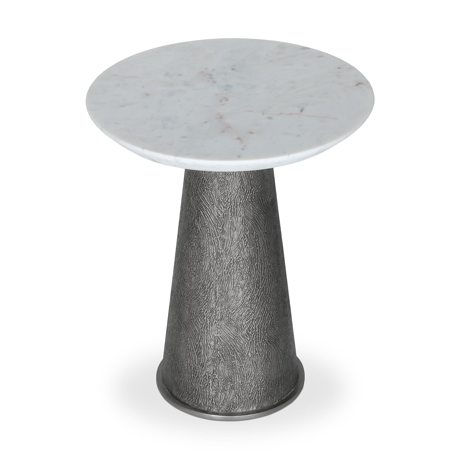 ZAIN BURNISHED SILVER TALL END TABLE