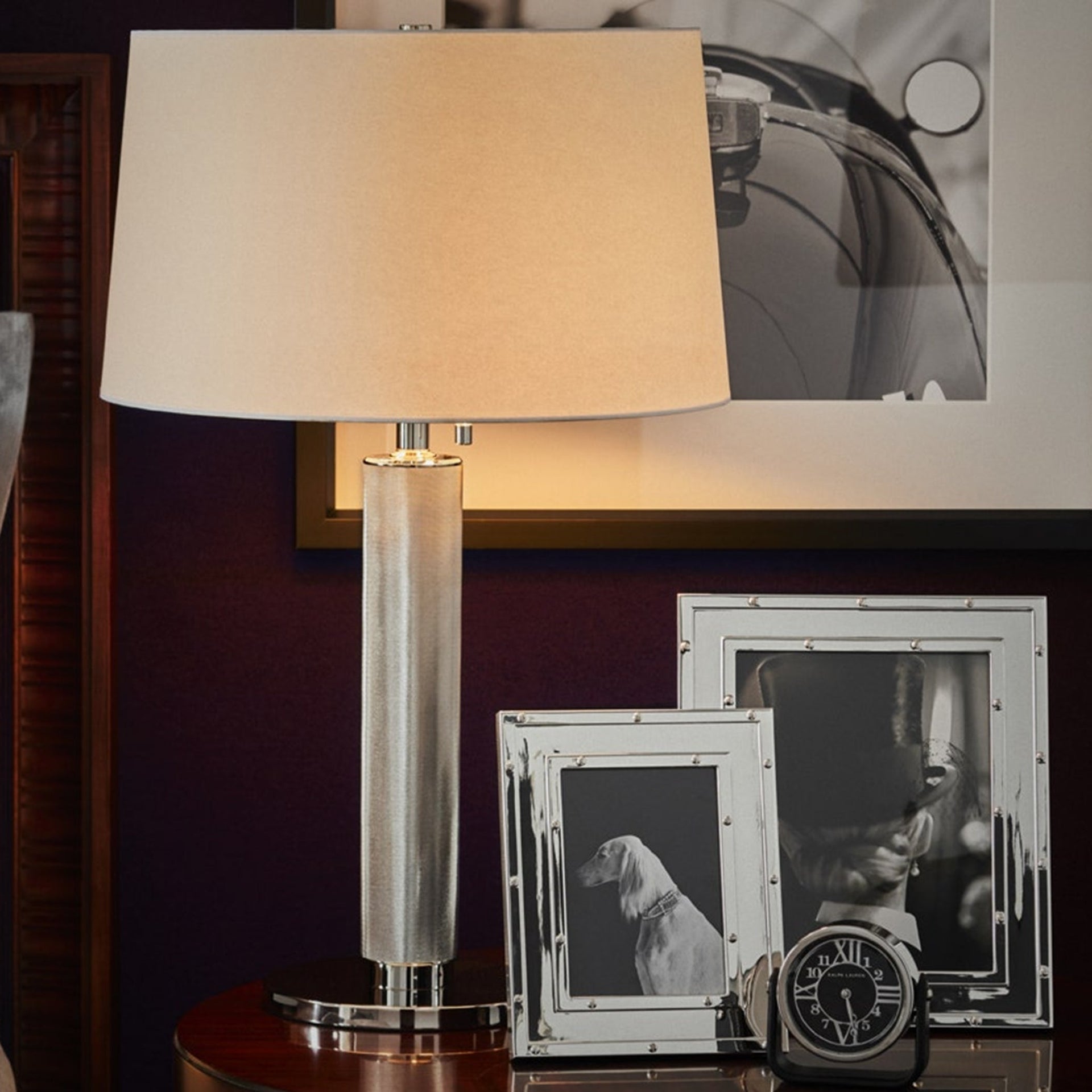 BARRETT LARGE KNURLED FLOOR LAMP IN POLISHED NICKEL