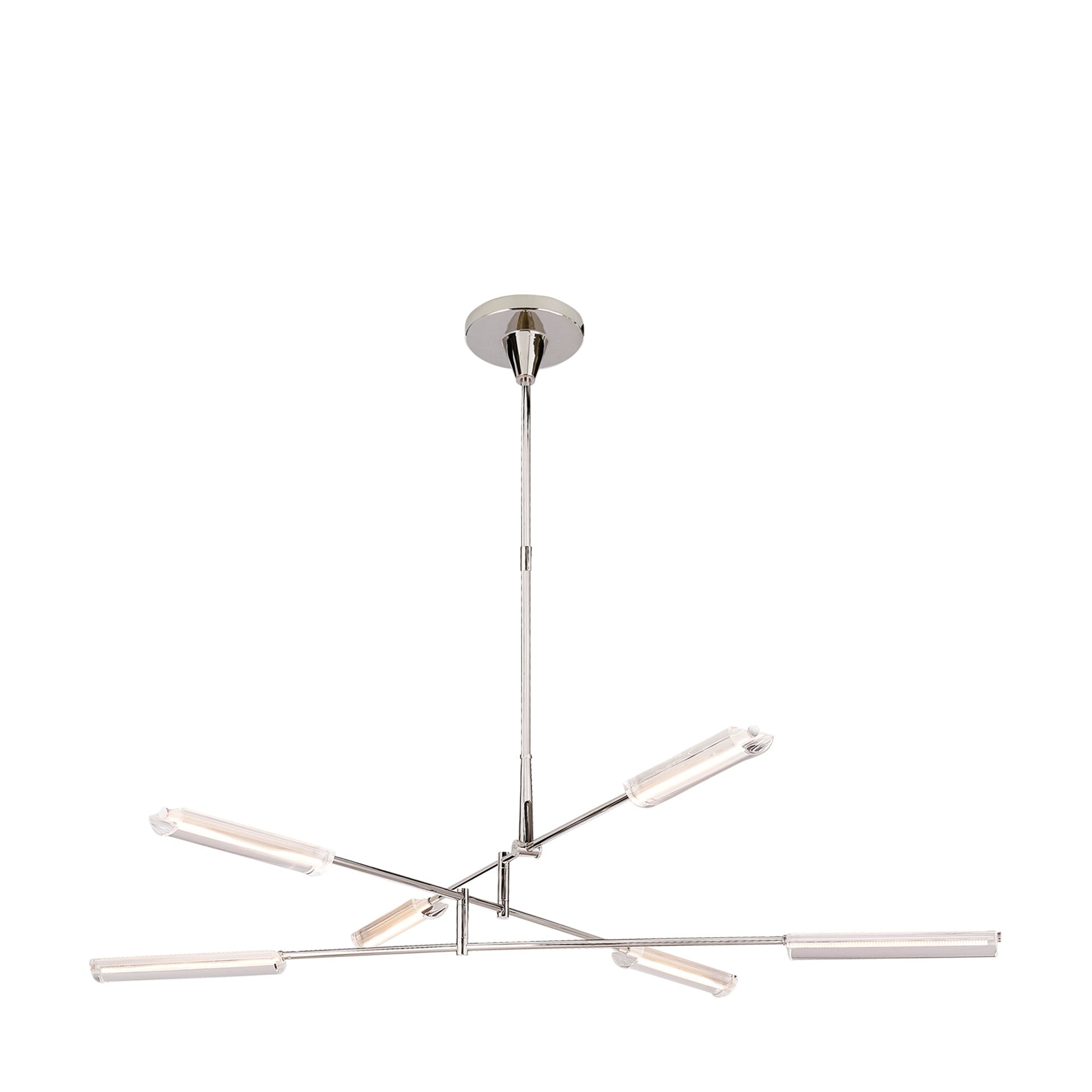 DALEY LARGE SIX LIGHT CHANDELIER IN POLISHED NICKEL WITH CRYSTAL