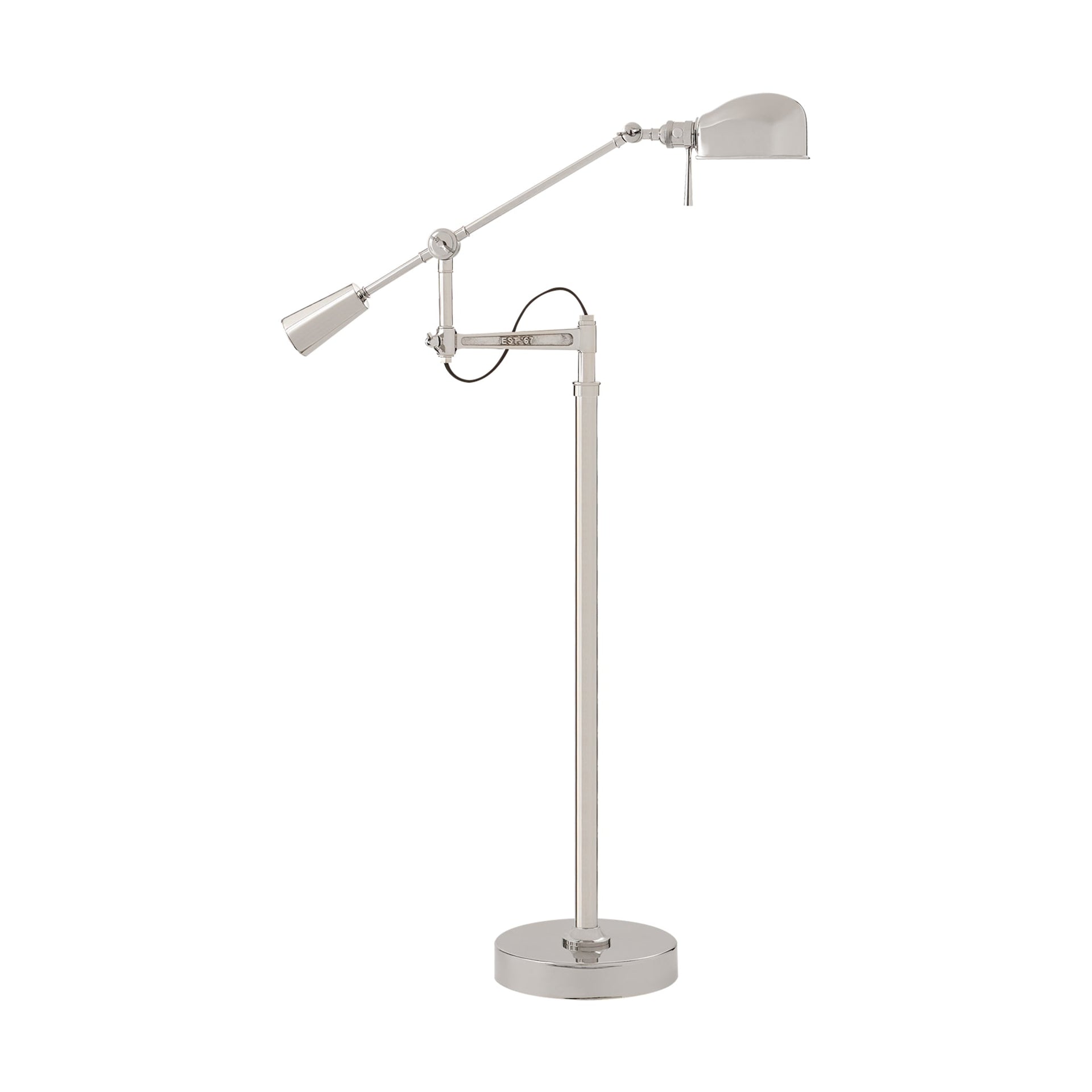 RL '67 BOOM ARM FLOOR LAMP IN POLISHED NICKEL